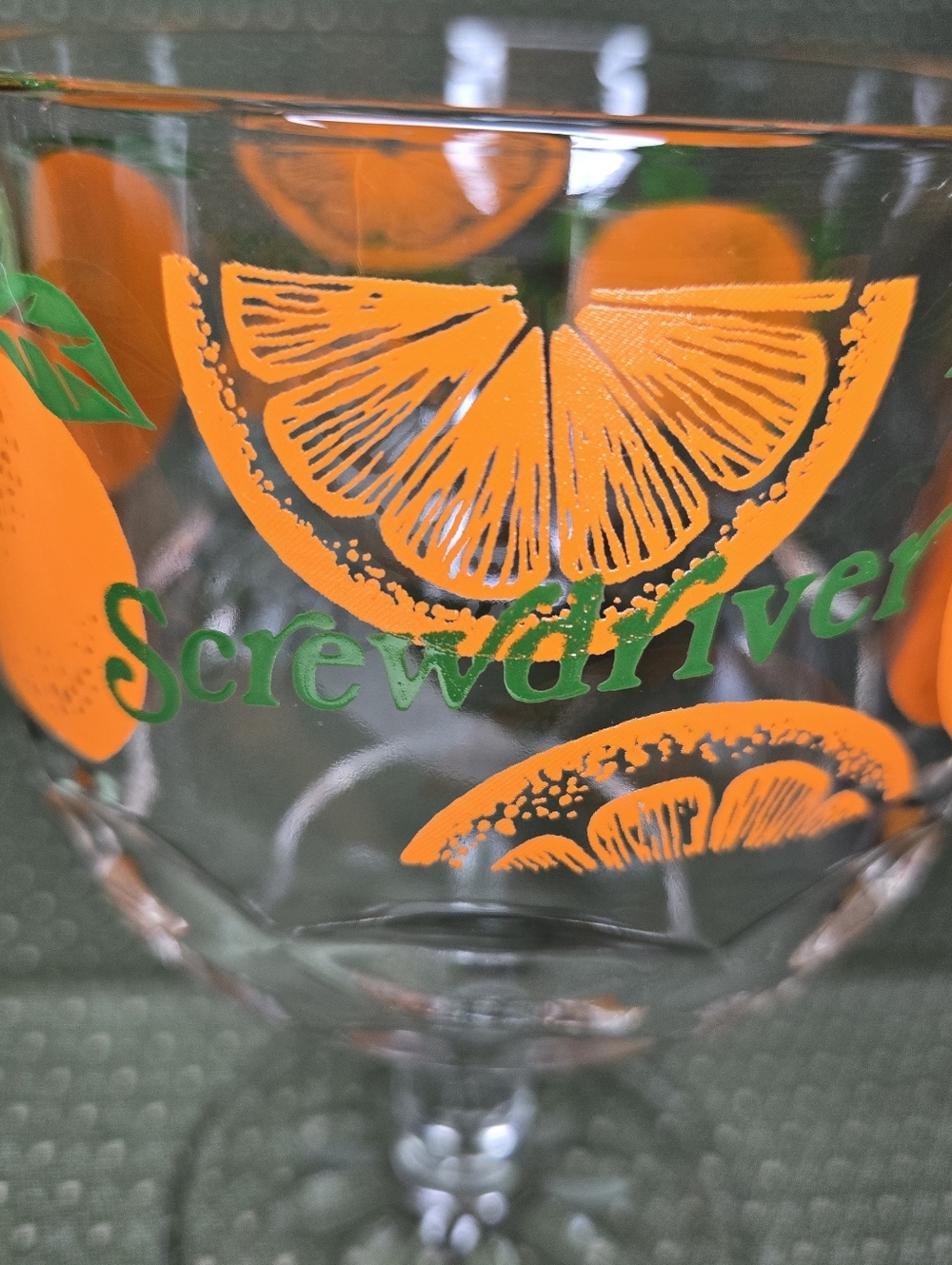 Vintage Screwdriver Cocktail Goblet With Orange Design - Picture 8 of 9